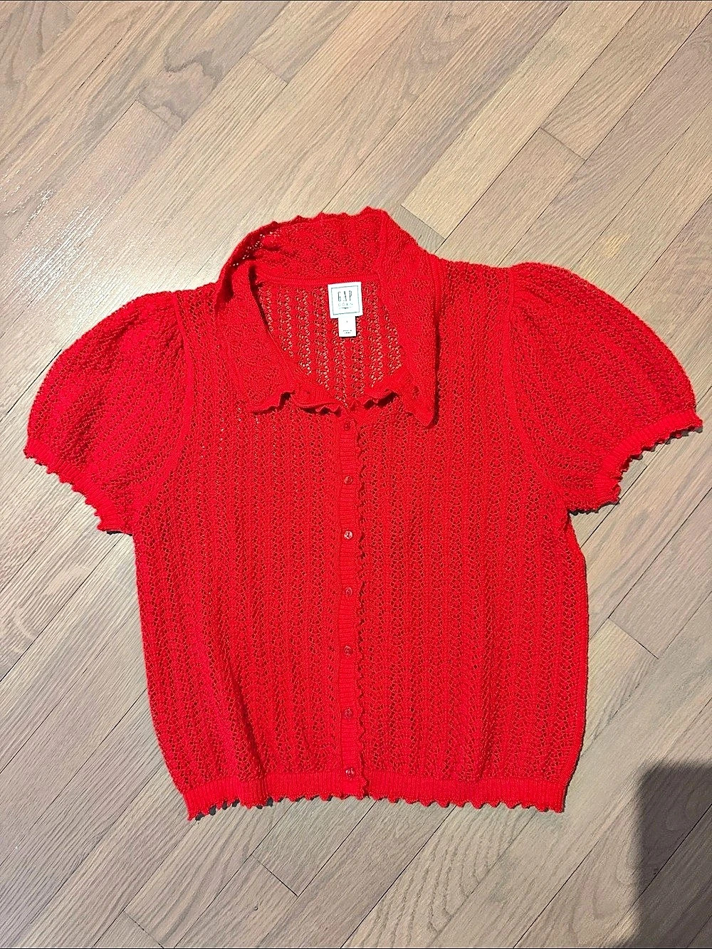 Gap Doen Red Open Knit Cardigan
